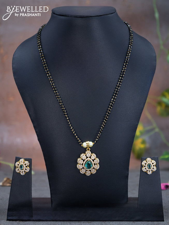 Mangalsutra double layer with light blue and cz stones