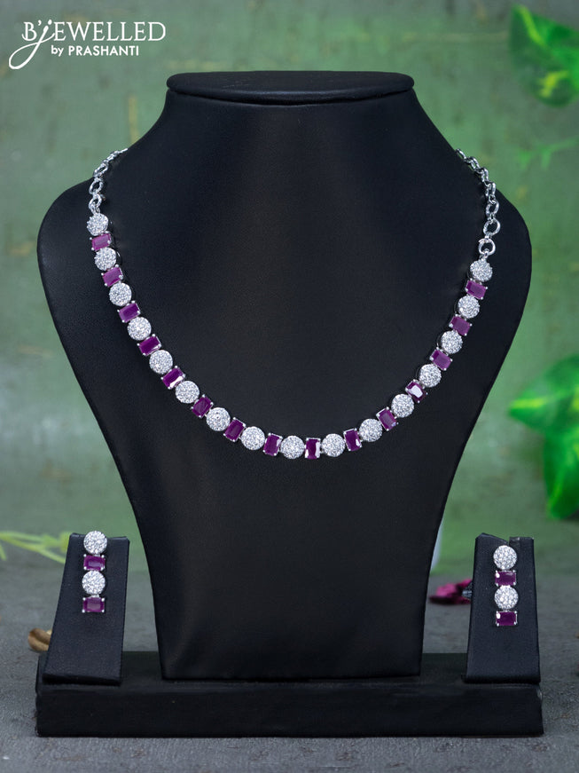 Zircon necklace with ruby and cz stones