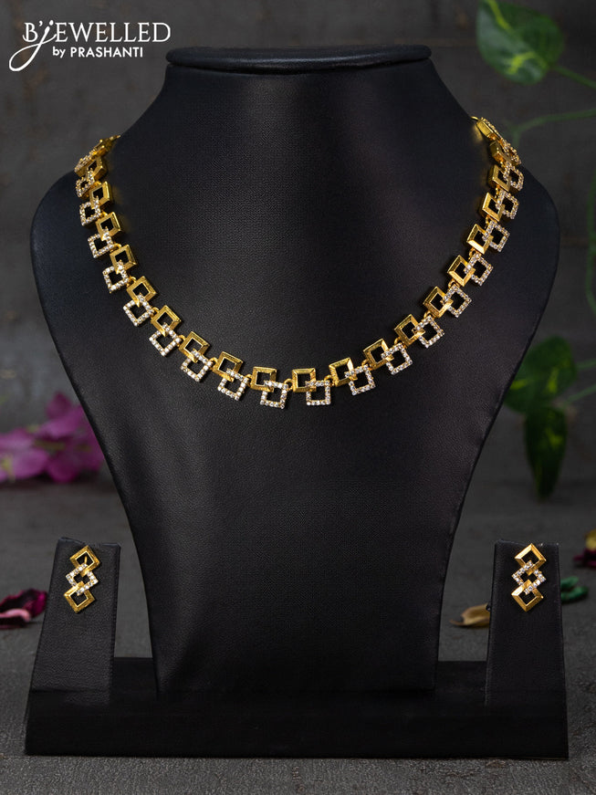 Antique necklace geometric design with cz stones