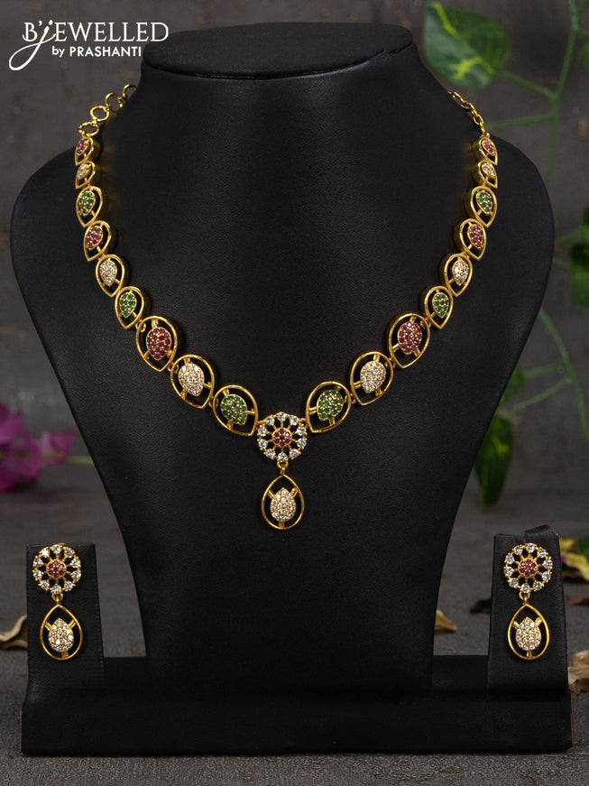 Antique necklace with kemp and cz stones