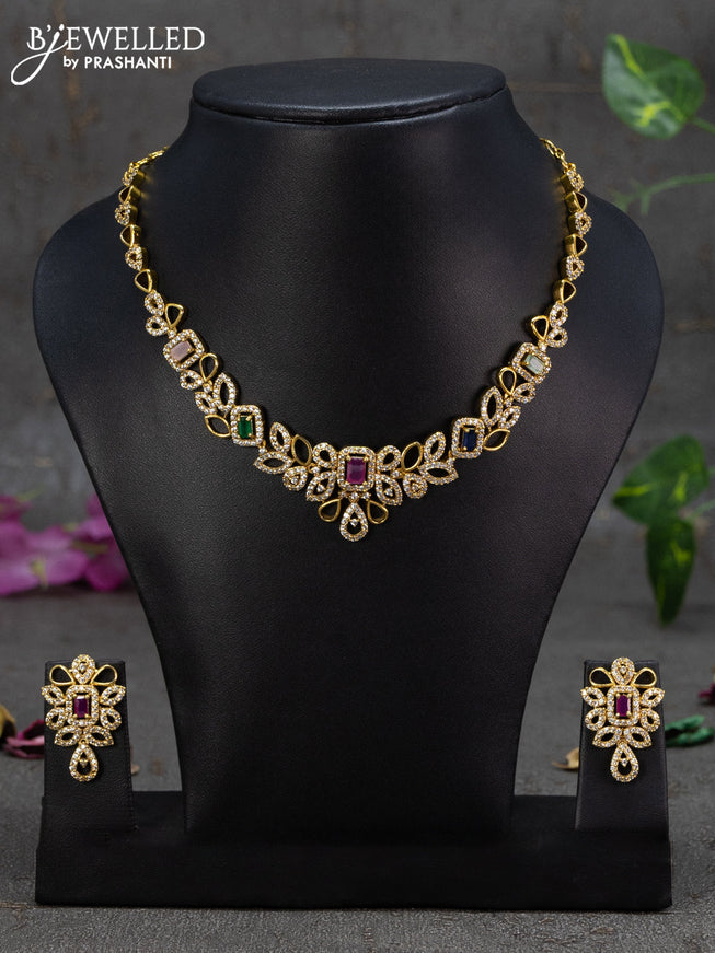 Antique necklace with multicolour and cz stones