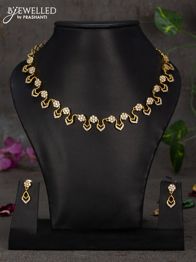 Antique necklace floral design with cz stones