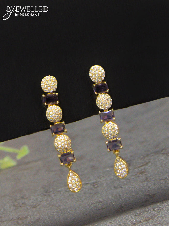 Zircon haaram with violet and cz stones in gold finish
