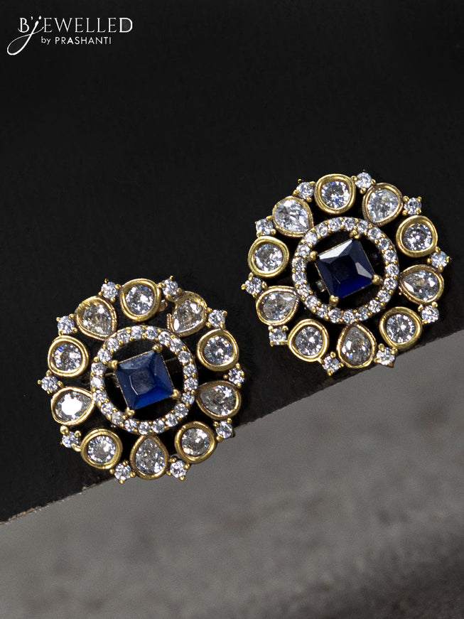Antique earrings with sapphire and cz stones