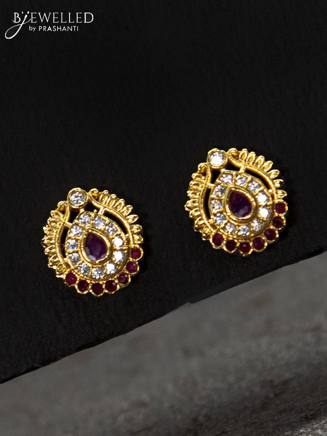 Antique earrings with pink kemp & cz stones