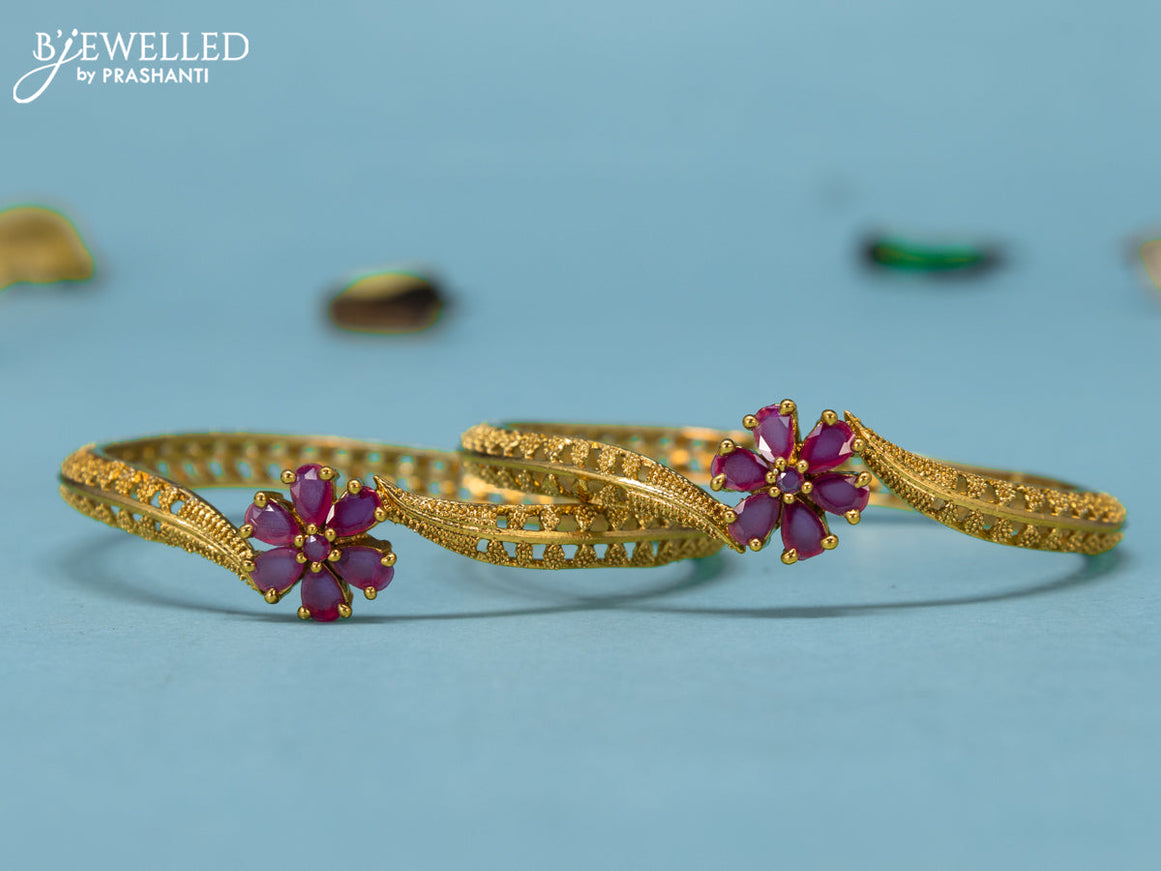 Antique bangles floral design with ruby stones