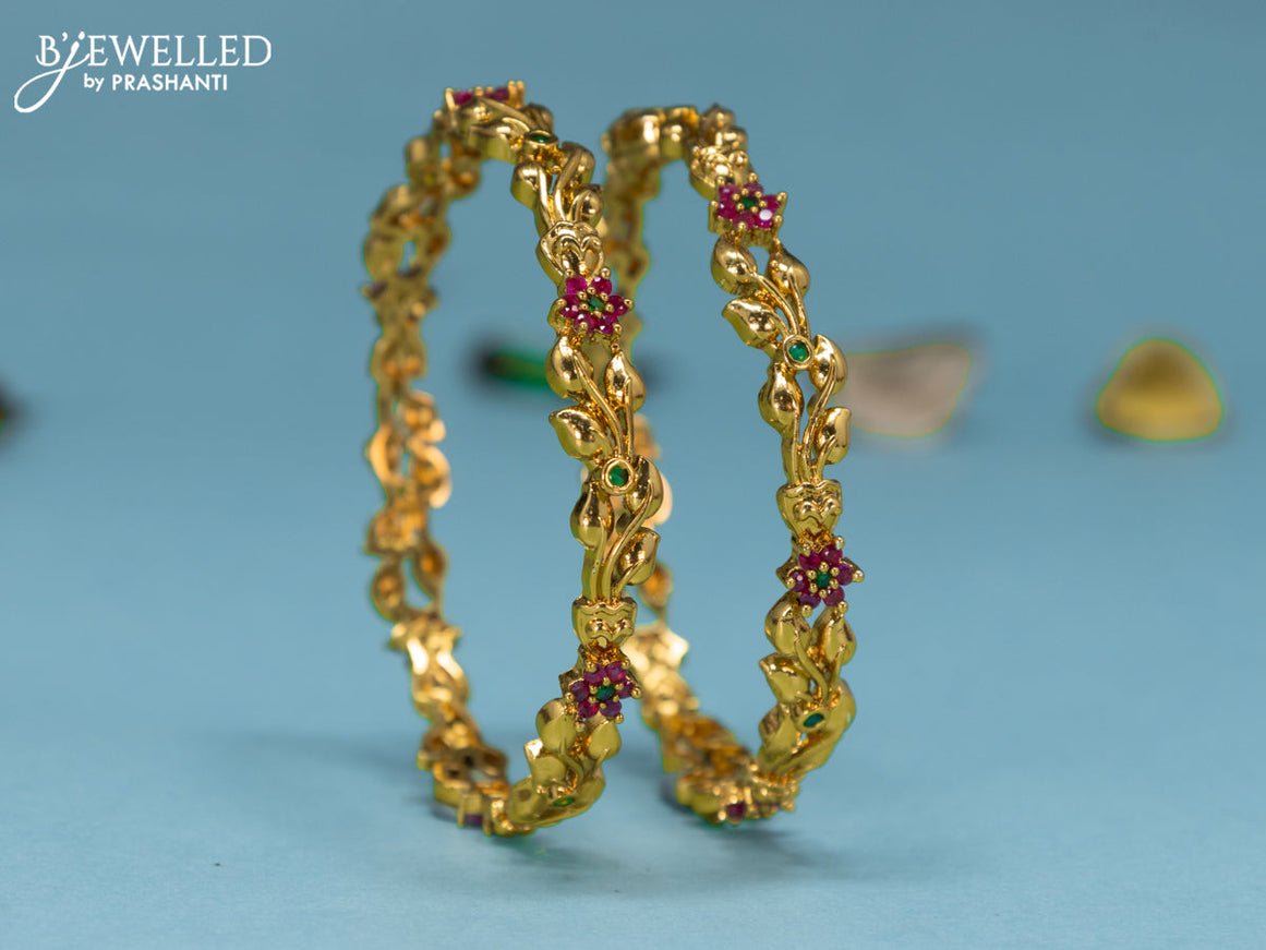 Antique bangles floral design with kemp stones