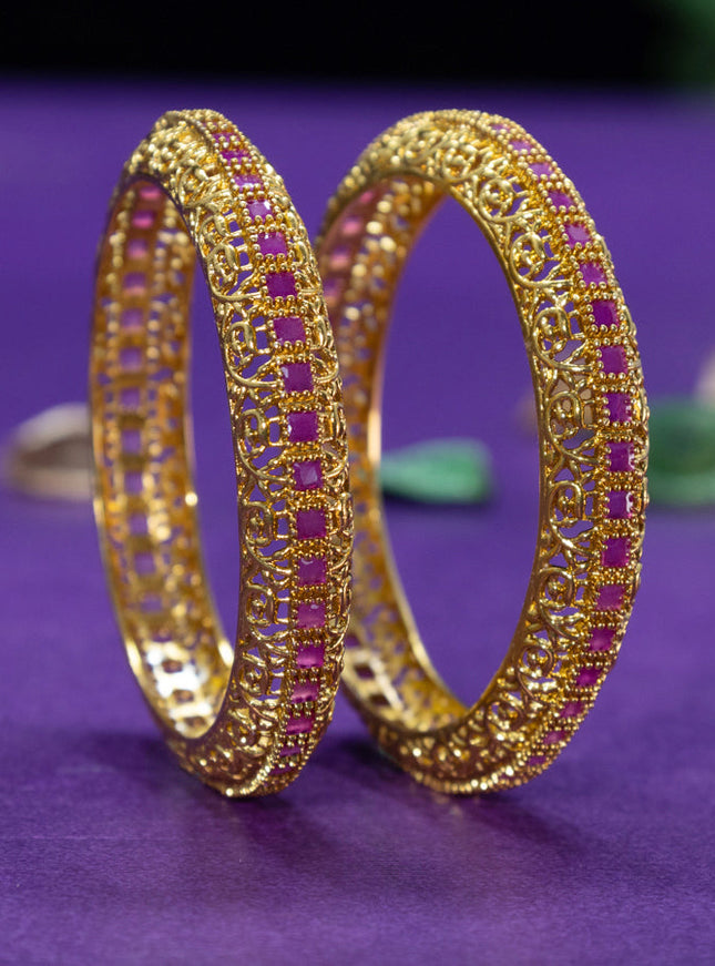 Antique bangles with pink kemp stones