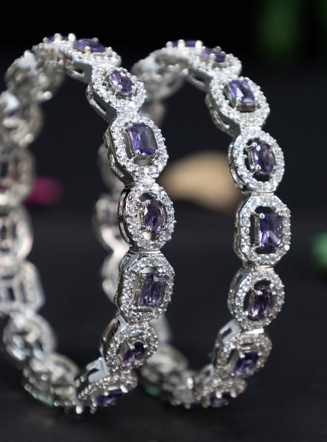 Zircon bangles with violet and cz stones