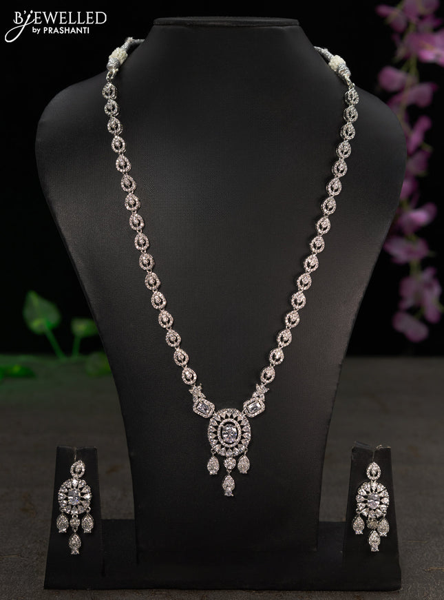 Zircon haaram with cz stones and hangings