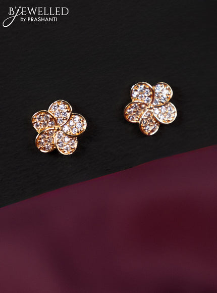 Rose gold earring floral design with cz stones