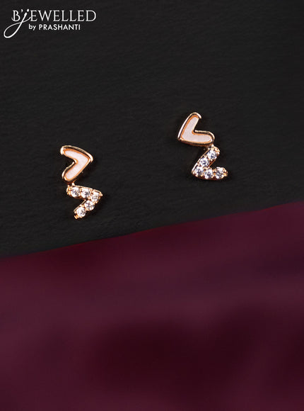 Rose gold earring heart shape design with cz stones