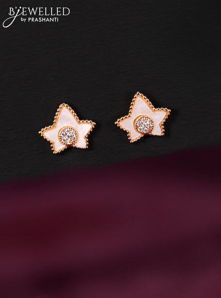 Rose gold earring star design with cz stones