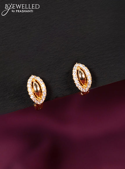 Rose gold hanging type earring with cz stones