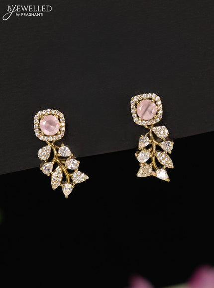 Necklace with baby pink and cz stones in victorian finish