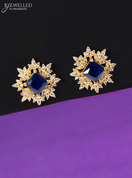 Beaded blue choker with cz and sapphire stone pendant