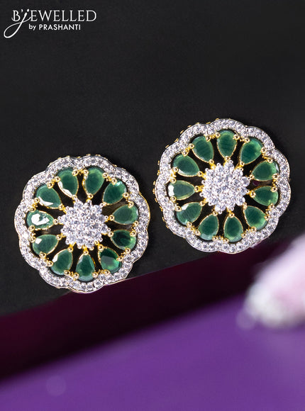 Beaded green choker with cz and emerald stone pendant