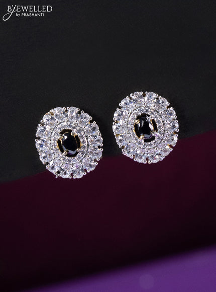 Beaded black choker with cz and black stone pendant