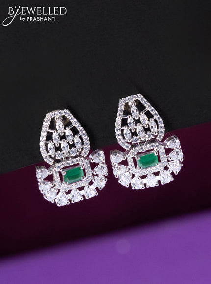 Beaded green choker with cz and emerald stone pendant