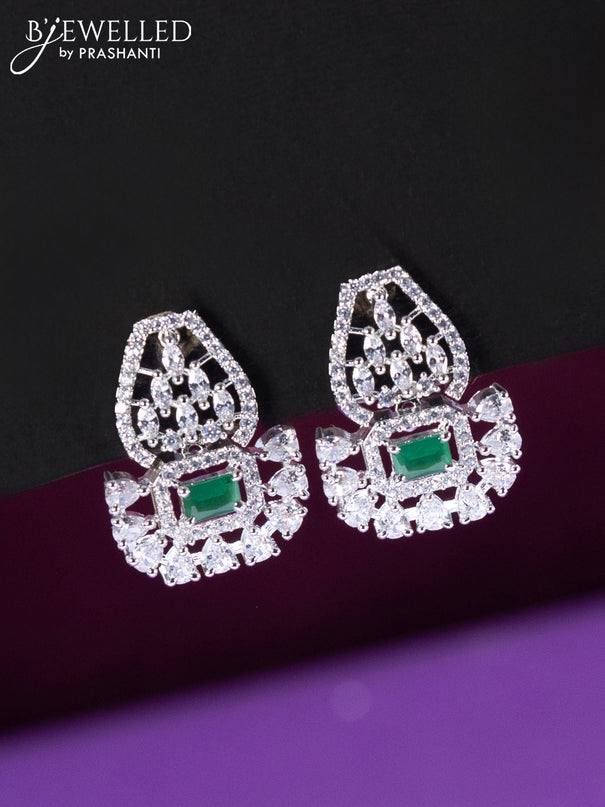 Beaded green choker with cz and emerald stone pendant