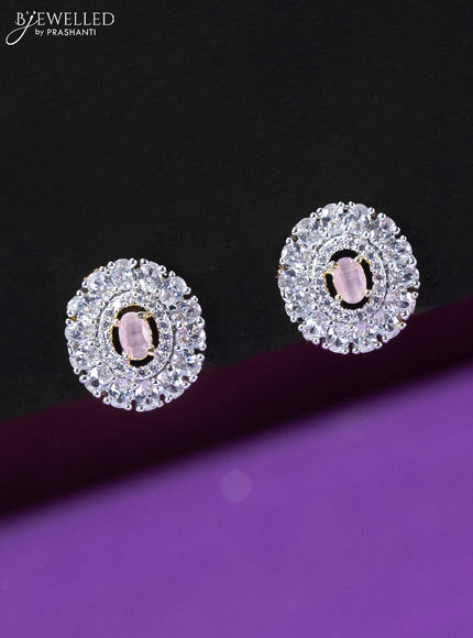 Beaded baby pink choker with cz and baby pink stone pendant