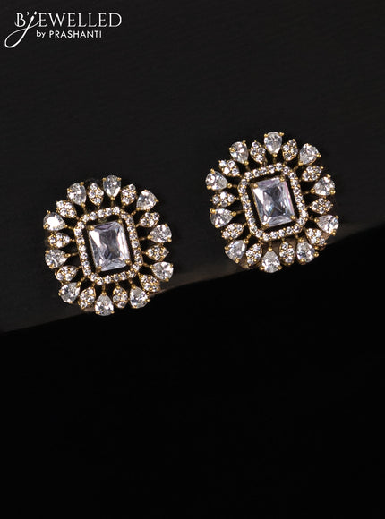 Beaded black necklace with cz stones pendant in victorian finish