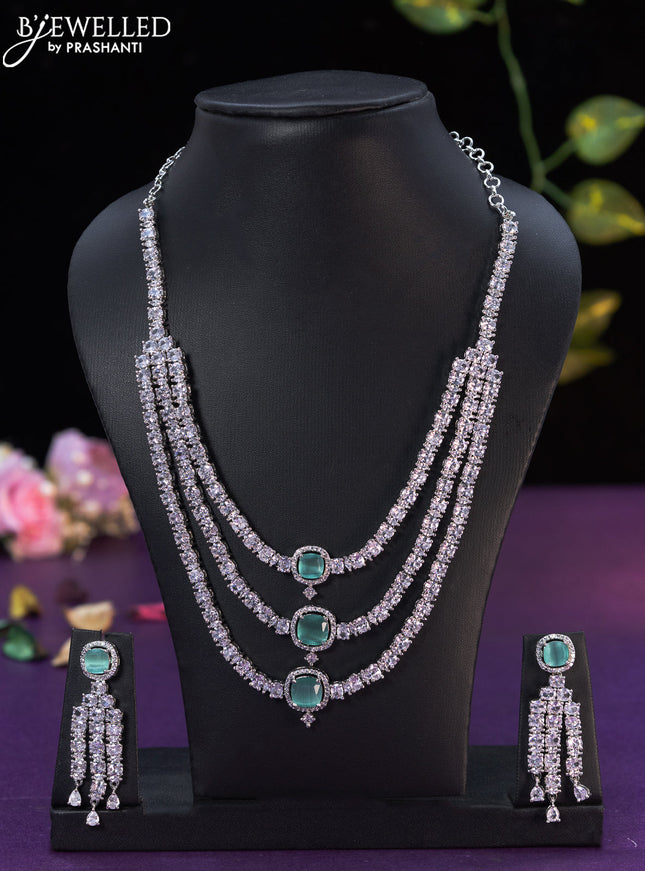 Zircon necklace with mint green and cz stones