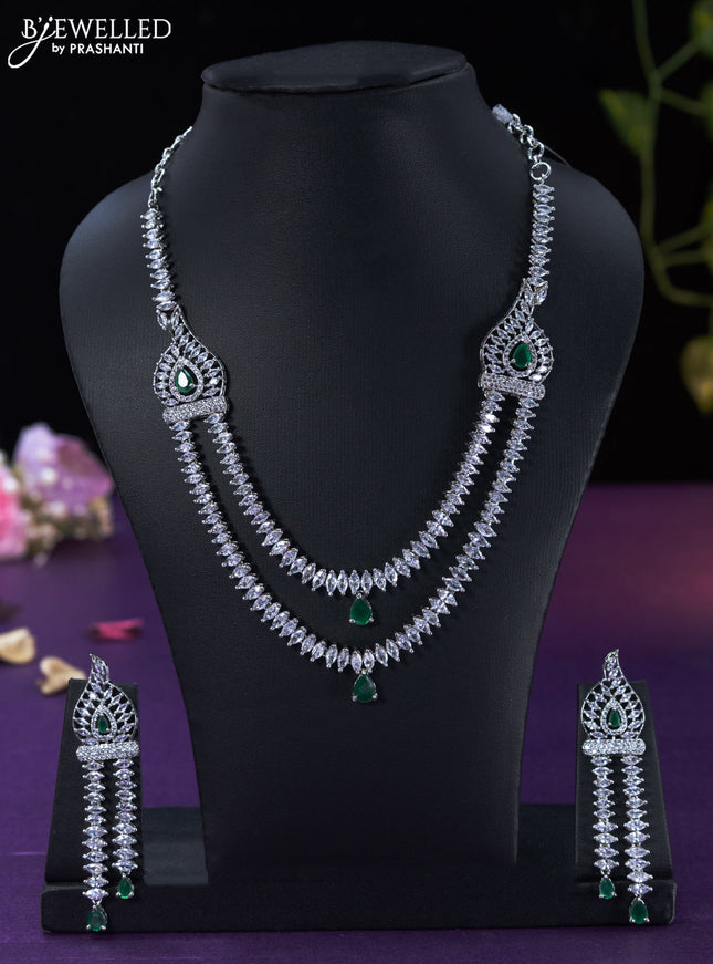 Zircon necklace with emerald and cz stones