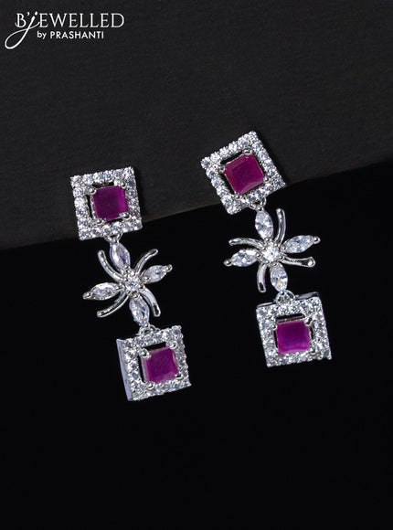 Zircon haaram with ruby and cz stones