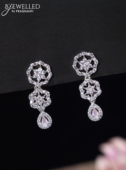 Zircon haaram with baby pink and cz stones