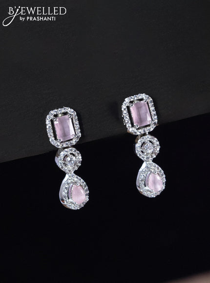 Zircon haaram with baby pink and cz stones