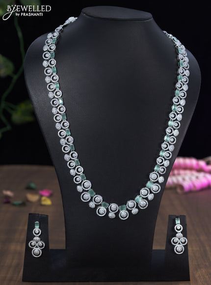 Zircon haaram with mint green and cz stones