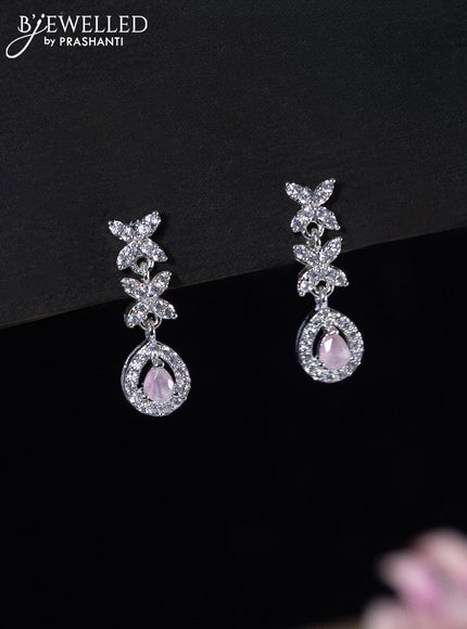 Zircon haaram with baby pink & cz stones and hangings