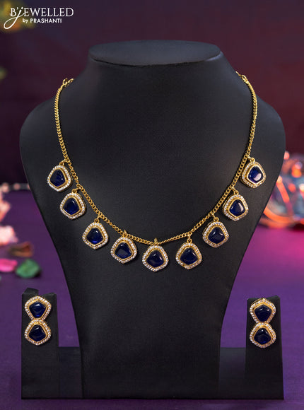 Antique simple chain with sapphire and cz stones