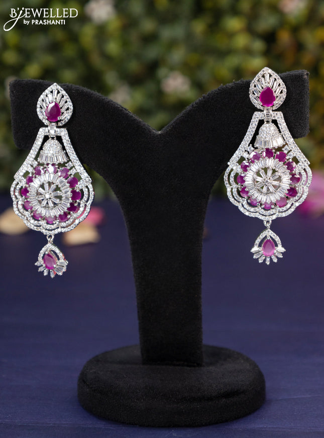 Zircon earring with ruby and cz stones