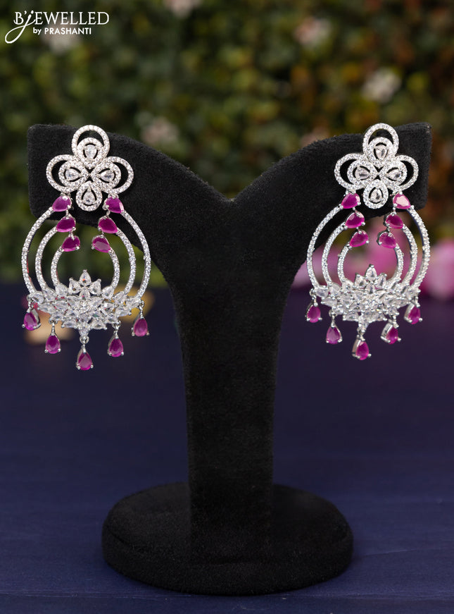 Zircon earring with ruby & cz stones and hangings