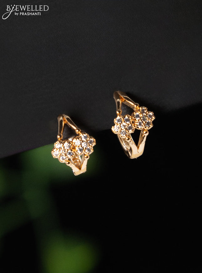 Rose gold hanging type earring with cz stones