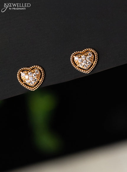 Rose gold earring heart shape design with cz stones