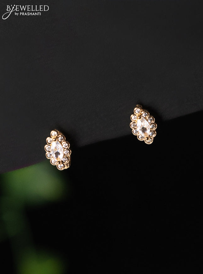 Rose gold hanging type earring with cz stones