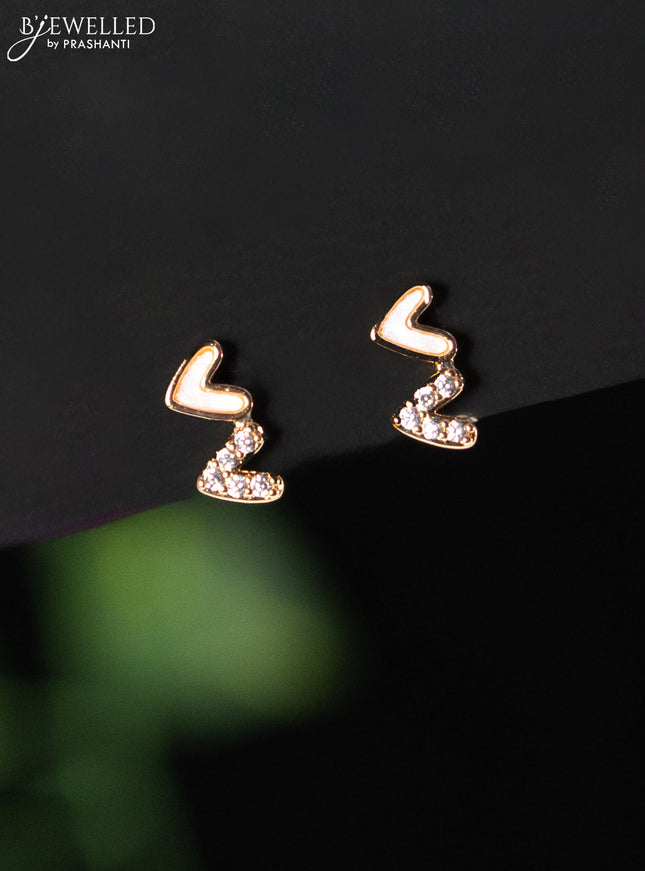 Rose gold earring heart shape design with cz stones