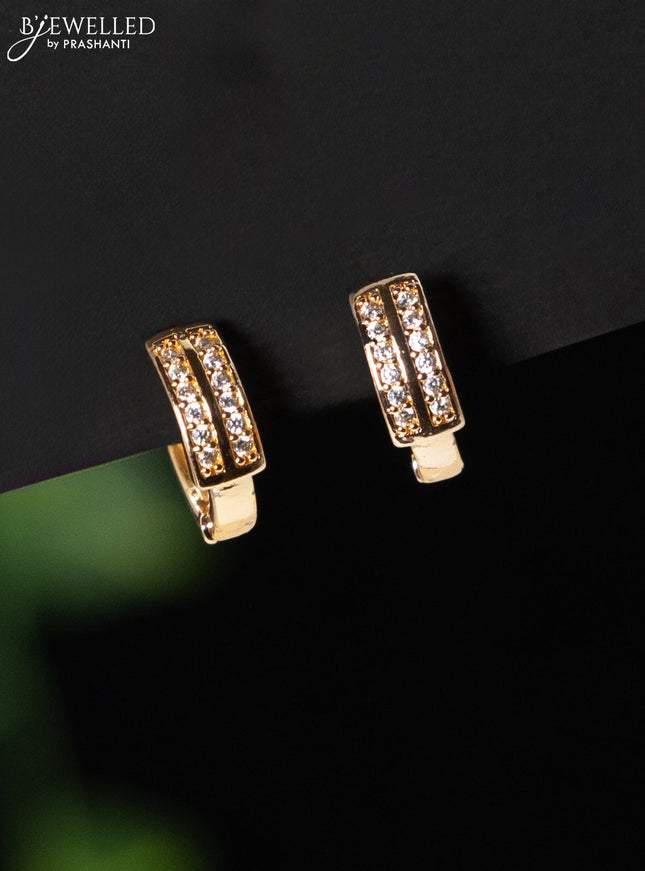 Rose gold hanging type earring with cz stones