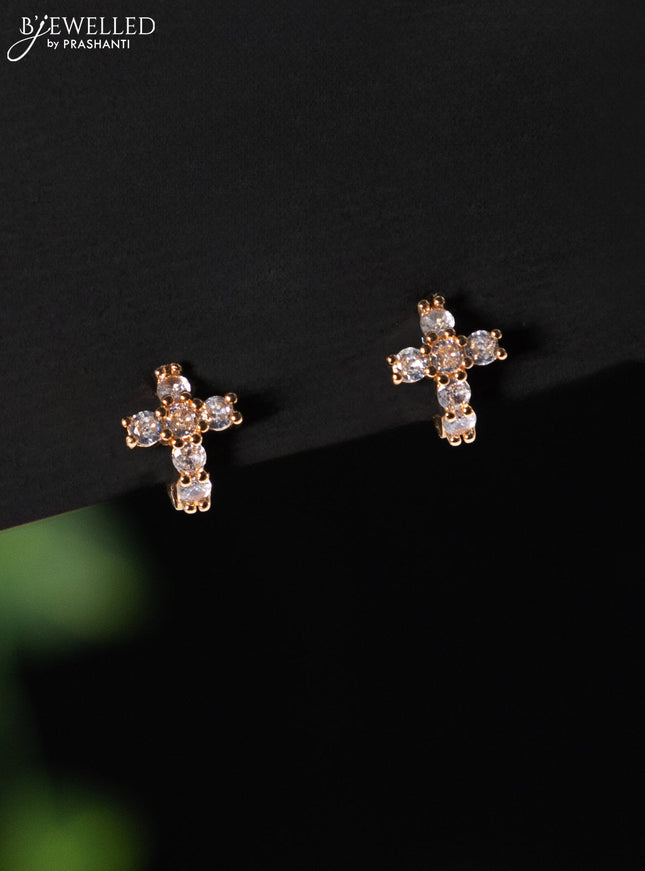 Rose gold hanging type earring with cz stones