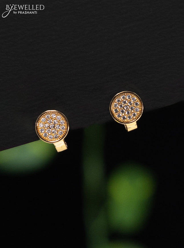 Rose gold hanging type earring with cz stones