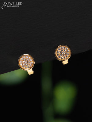 Rose gold hanging type earring with cz stones