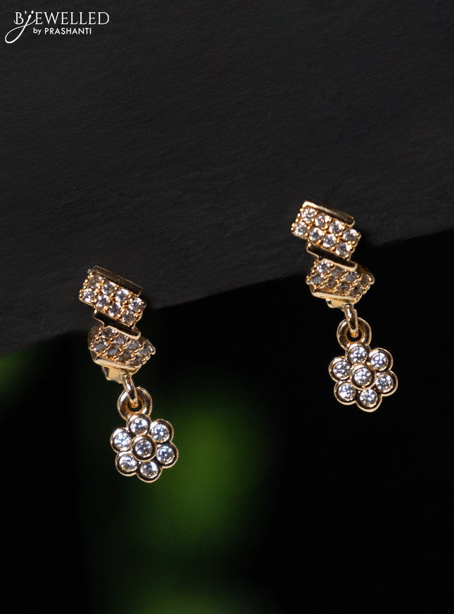 Rose gold hanging type earring with cz stones