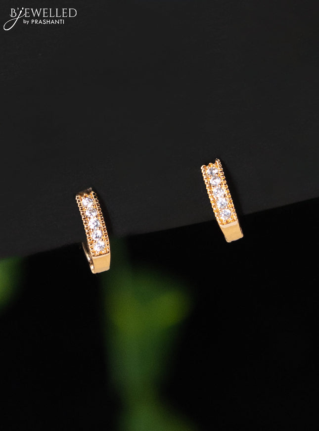 Rose gold hanging type earring with cz stones