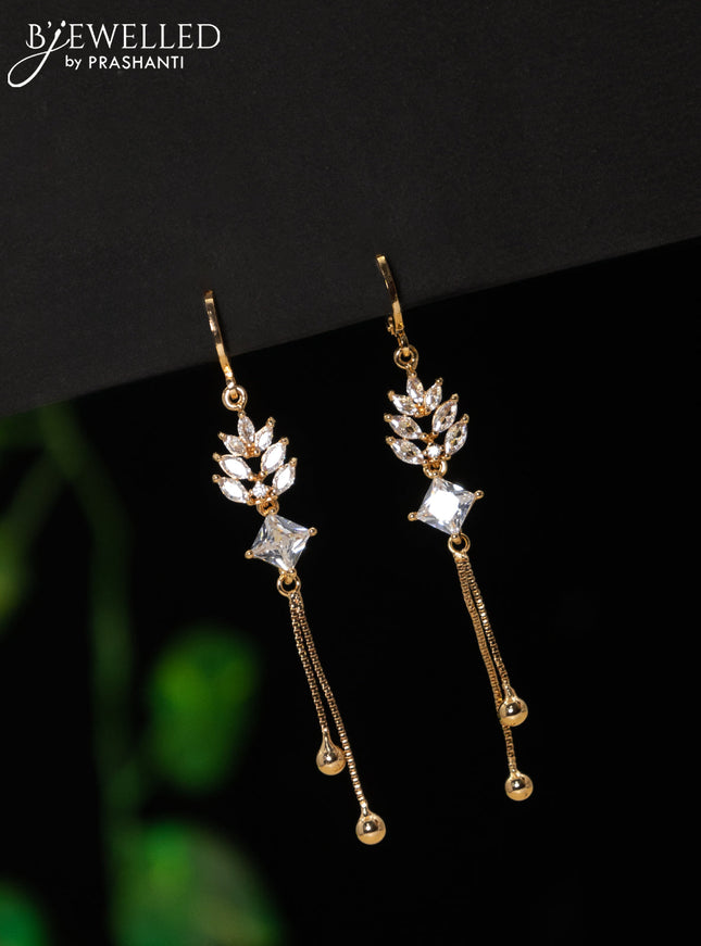 Rose gold hanging type earring with cz stones