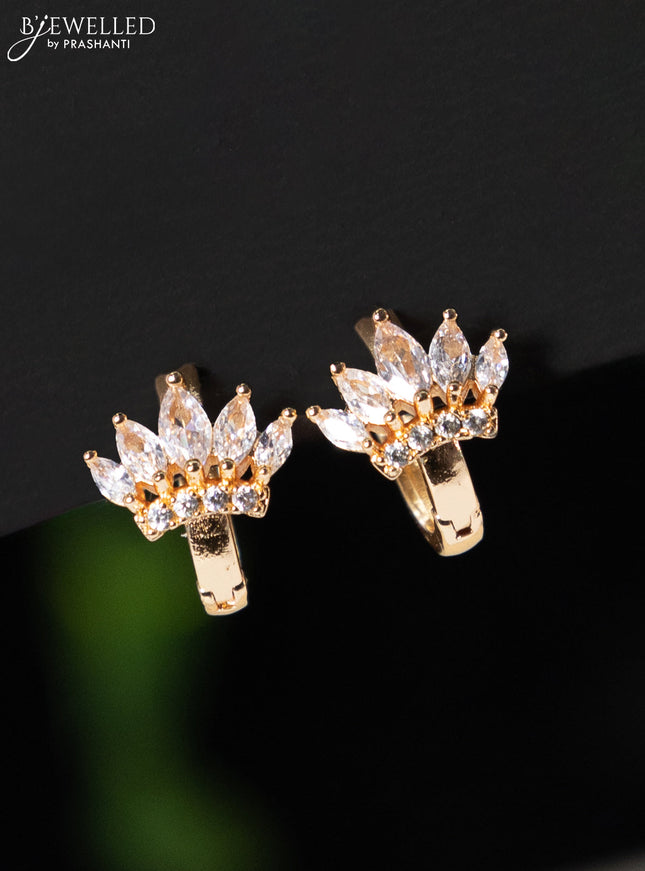 Rose gold hanging type earring with cz stones