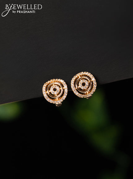 Rose gold hanging type earring with cz stones