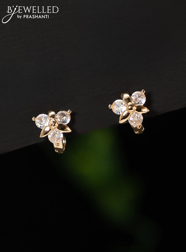 Rose gold hanging type earring with cz stones